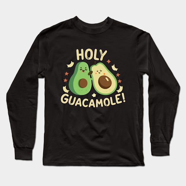 Holy Guacamole Funny pun avocado Long Sleeve T-Shirt by NomiCrafts